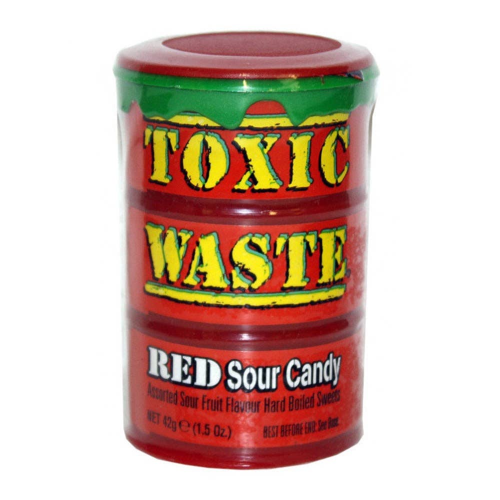 Toxic Waste Red Ultra Sour Candy Drum