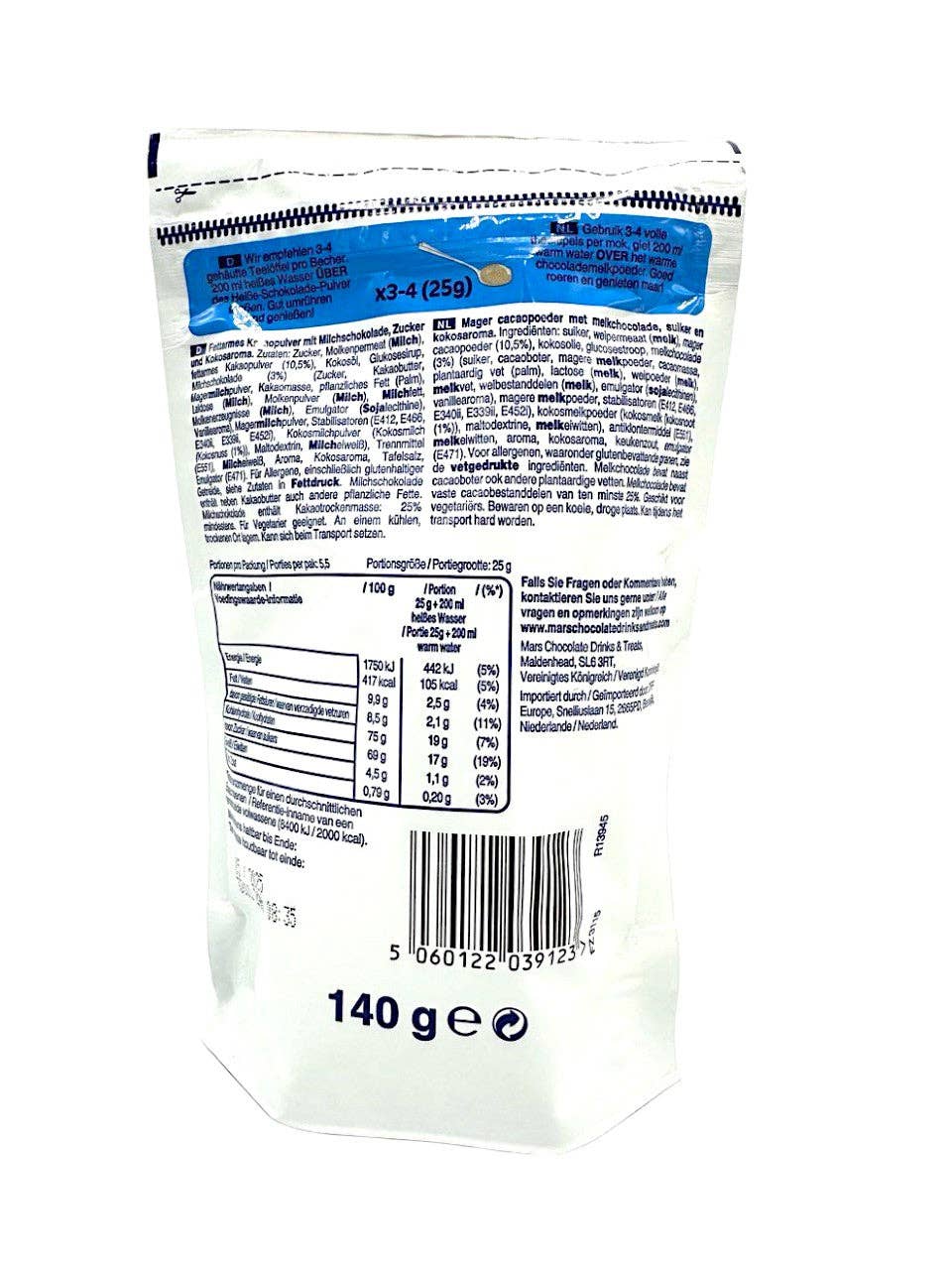 Bounty Hot Chocolate Powder Pouch 140g (Germany)