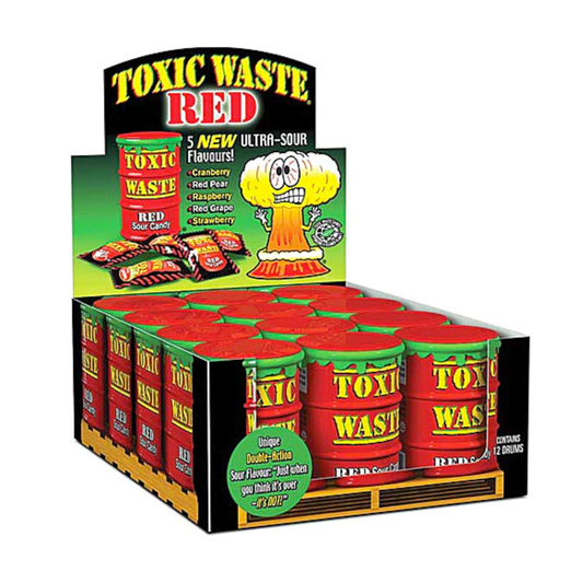 Toxic Waste Red Ultra Sour Candy Drum